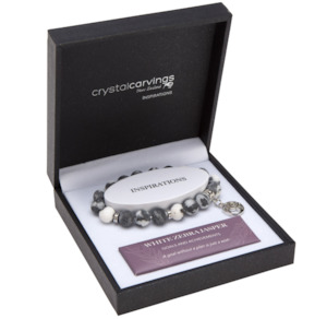 Bracelets: Kiwi Charm Bracelet White Zebra Jasper