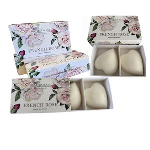 French Rose Boxed Heart Soaps x2