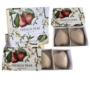 French Pear Boxed Heart Soaps x2