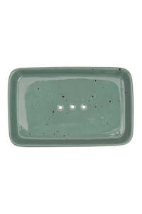 Accessories: Pottery Green Rectangle Soap Dish