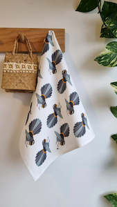 Tea Towels: SH Piwakawaka Teal Towel