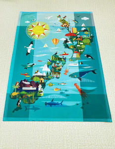 Tea Towels: NZ Map Tea Towel