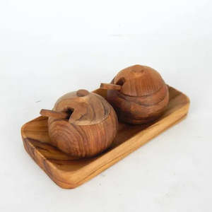 Table Top: Teak Salt & Pepper Container Set of 2