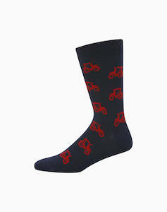 Mens Bamboo Socks: M Tractor Navy Bamboo Sock 7-11