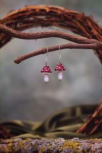 Scarlet Toadstool Handcrafted Earrings