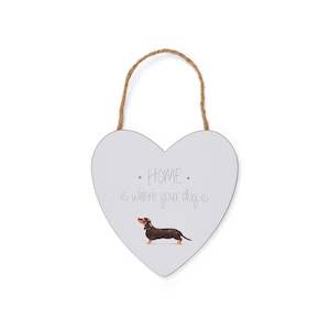 Hanging Signs: Curious Dog Home Heart Plaque