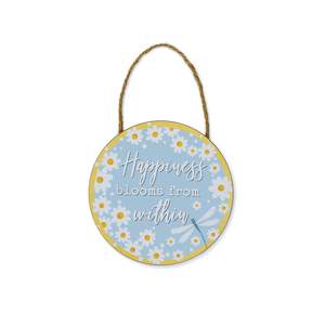 English Meadow Happiness Round Plaque