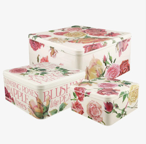 Tinware Collection: Emma Bridgewater Roses Square Cake Tin's Assorted Sizes