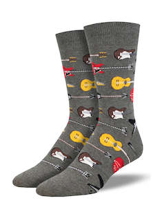 Sock Smith Mens: M Guitar Riff Charcoal Heather Sock