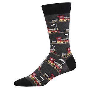 Sock Smith Mens: M Choo Choo Train Charcoal Heather Sock