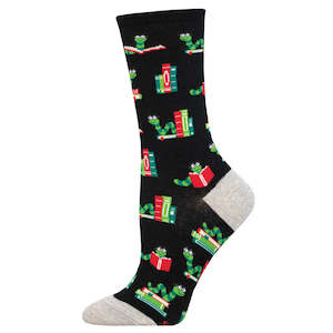 Sock Smith Womans: W Bookworm Black Sock