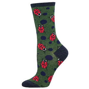 Sock Smith Womans: W Ladybugs Green Heather Sock