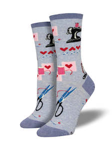 Sock Smith Womans: W Sew in Love Blue Heather Sock