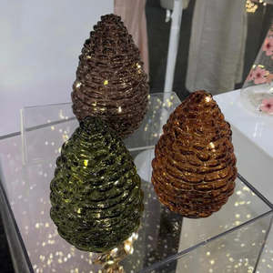 Lamps: 15cm Glass Pinecone Assorted Colours