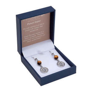 Earrings: Tree of Life Earring Tigers Eye