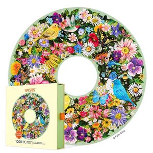 Spring Floral Wreath 1000p Round Puzzle