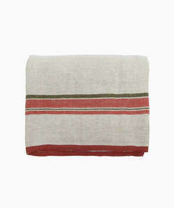 Table Runners: Red Selvedge Stripe Linen Tablecloth