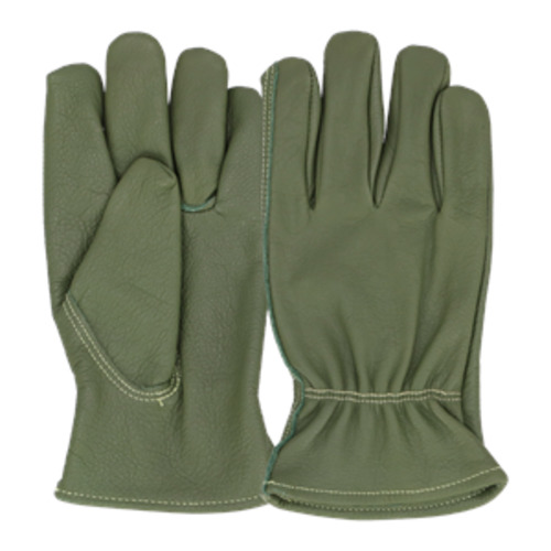 Mens Gifts: Leather Gardening Gloves Green Large