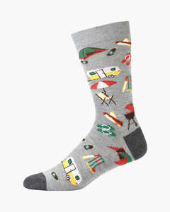 Mens Bamboo Socks: M Summer Camp Grey Bamboo Sock 7-11