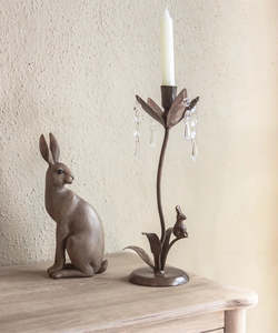 Decor: Rabbit & Crystal Candleholder Tall