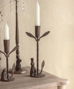 Rabbit & Leaf Candleholder Medium
