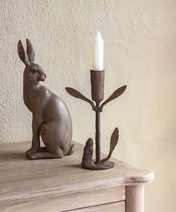 Decor: Rabbit & Leaf Candle Holder Small