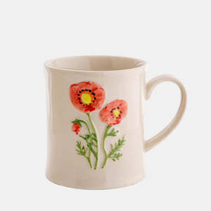 Mugs: Leilani Floral Mug Oat Red