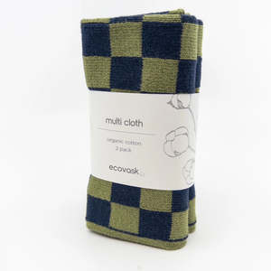 Multi Cloths 2pack Navy Pistachio Chequer