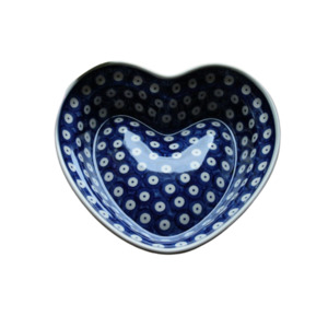 Bowls: Blue/White Spot Heart Shape Large Bowl