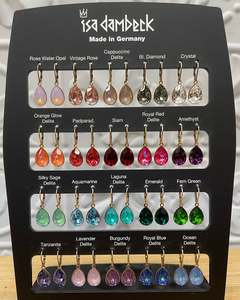 Earrings: Isa Dambeck Gold Drop Swarovski Earring Assorted Colours