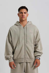 ESSENTIAL OVERSIZED ZIP HOODIE SAND
