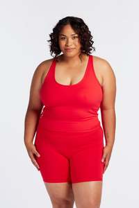 Hine: SUMMER PERFORMANCE CROP SINGLET HIBISCUS