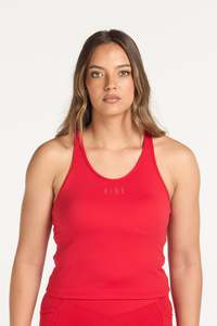 Tanks Tops Hine: RACERBACK CROP SINGLET W/ IN-BUILT BRA RED