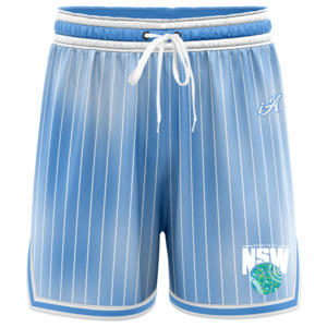 Basketball NSW Indigenous Textured Logo Casual Shorts - Faded Stripe Blue