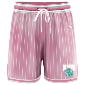 Basketball NSW Indigenous Textured Logo Casual Shorts - Faded Stripe Pink