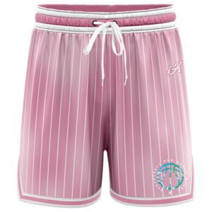Basketball NSW Indigenous Circular Logo Casual Shorts - Faded Stripe Pink