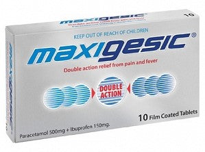 Adult Anti Inflammatories Pain Fever: Maxigesic Tablets 10 - Maximum of 10 packets per Order
