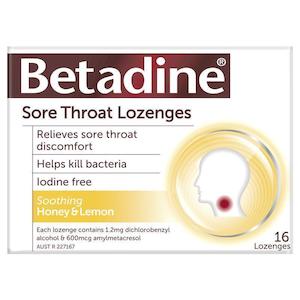 Betadine Sore Throat Lozenges Honey & Lemon 16