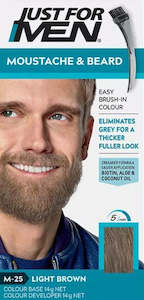 Mens Hair Moustache Colour: Just for Men Brush-In Colour Gel for Moustache & Beard - Light Brown
