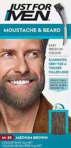 Just for Men Brush-In Colour Gel for Moustache, Beard - Medium Brown