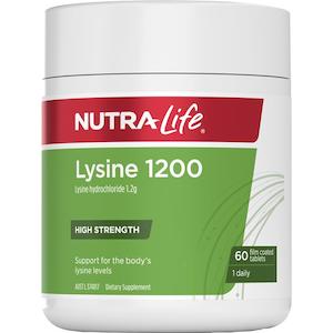 Cold Sores Mouth Ulcers: Nutra-Life Lysine 1200 Tablets 60
