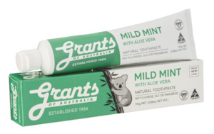 Natural Toothpaste: Grants Mild Mint with Aloe Vera Natural Toothpaste 110g