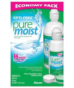 Contact Lens Care: OPTI-FREE PureMoist Multi-Purpose Contact Lense Solution 300ml + 90ml