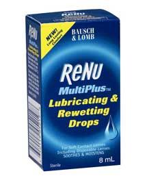 Contact Lens Care: Bausch & Lomb ReNu Multiplus Lubricating and Rewetting Drops 8ml