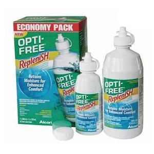 Cleaning Soaking Disinfecting Solution: OPTI-FREE Replenish Contact Lens Solution Economy 300ml + 120ml