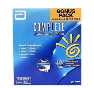 Cleaning Soaking Disinfecting Solution: COMPLETE Multi-Purpose Solution Easy Rub Formula 3 x 240ml