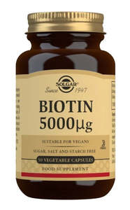Hair Skin Nails: Solgar Biotin 5000mcg Capsules 100