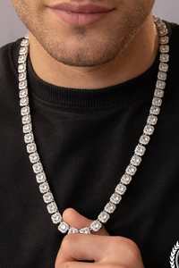 Cuban Link Chain: 10mm Cluster Tennis Chain - White Gold
