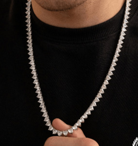 Cuban Link Chain: 4mm Heart Tennis Chain White Gold Necklace - Premium Iced Out Jewelry