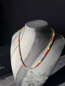 Radiant Rainbow Baguette Tennis Chain - Gold